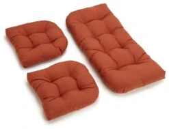 U-Shaped Twill Tufted Settee Cushion Set, Set Of 3, Spice