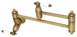 KS3103PL Restoration Wall Mount Pot Filler Kitchen Faucet, Antique Brass