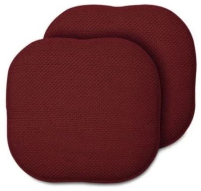 Memory Foam Chair Pads, Set Of 2, Burgundy 3 Memory Foam Chair Pads, Set Of 2, Burgundy