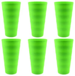 Break-Resistant Plastic Cups 18Oz, Reusable Design, Set Of 6, Green