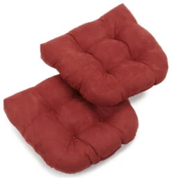 19" U-Shaped Micro Suede Tufted Dining Chair Cushion, Set Of 2, Red Wine