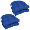16" Solid Twill U-shaped Tufted Chair Cushions, Set Of 4, Cobalt