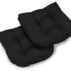 19" U-Shaped Twill Tufted Dining Chair Cushion, Set Of 2, Black