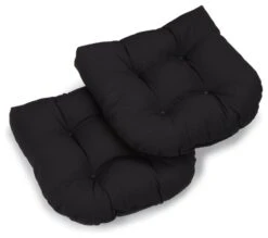 19" U-Shaped Twill Tufted Dining Chair Cushion, Set Of 2, Black