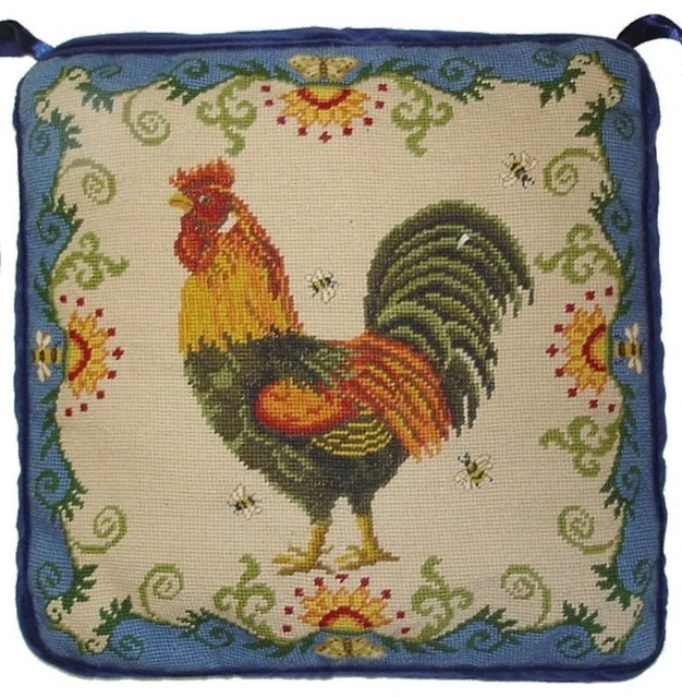 Rooster Chair Pad, Blue 3 Rooster Chair Pad, Blue
