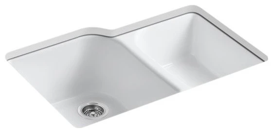 Kohler Executive Chef Double-Bowl Kitchen Sink W/ 4 Oversize Holes, White 3 Kohler Executive Chef Double-Bowl Kitchen Sink W/ 4 Oversize Holes, White
