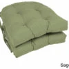 16" Solid Twill U-shaped Tufted Chair Cushions, Set Of 2, Sage Green