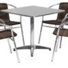 31.5'' Square Aluminum Indoor-Outdoor Table Set With 4 Dark Brown Rattan Chairs 2 31.5'' Square Aluminum Indoor-Outdoor Table Set With 4 Dark Brown Rattan Chairs -Whole House Kitchenware home design 264