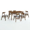 WestinTrends 7-Piece Mid Century Modern Dining Table Chair Set, Walnut/Gray