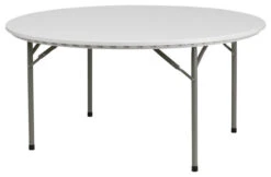 Offex 60" Round Granite White Plastic Folding Table