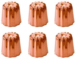 Mauviel M'Passion Copper 6-Piece Tinned Canele Mold, 2.2-Inches