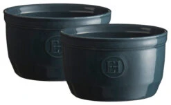 Emile Henry Blue Flame Ceramic 8.5 Ounce #10 Ramekin, Set Of 2