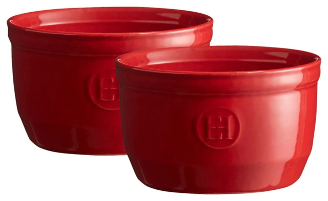 Emile Henry Burgundy Ceramic 8.5 Ounce #10 Ramekin, Set Of 2 3 Emile Henry Burgundy Ceramic 8.5 Ounce #10 Ramekin, Set Of 2