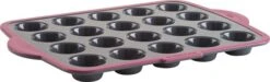 Trudeau Grey Silicone 20 Count Mini Muffin Pan With Burgundy Accent