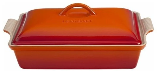 Le Creuset 4-Quart, (12"x9") Heritage Covered Rectangular Casserole, Flame 3 Le Creuset 4-Quart, (12"x9") Heritage Covered Rectangular Casserole, Flame