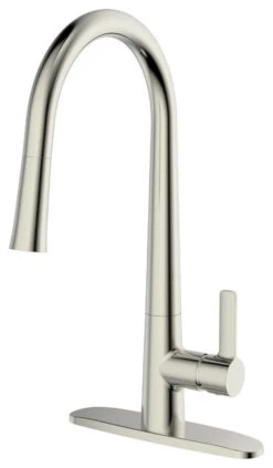 Ucore 18" Single Handle Kitchen Faucet, Pull-Down Sprayer Faucet, Brushed Nickel