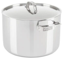 Viking 3-Ply 12 Qt Stock Pot With Metal Lid, Stainless Steel, Mirror Finish