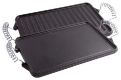 Victoria Medium Cast Iron Reversible Griddle With Handles, 10.5"x8.5", Seasoned