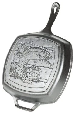 Lodge L8SGPWLFI Wildlife Series-Rainbow Trout Grill Pan, Cast Iron, Black, 10.5"