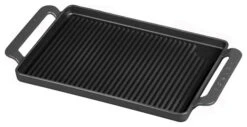 Chasseur 14" Caviar-Grey Rectangular French Enameled Cast Iron Grill Pan