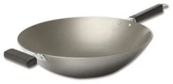 Joyce Chen 220060, Pro Chef Flat Bottom Wok Uncoated Carbon Steel, 14inch