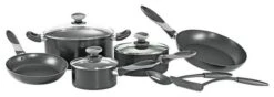 Mirro® A797SA84 Get-A-Grip Aluminum Non-Stick Cookware Set, Black, 10-Piece