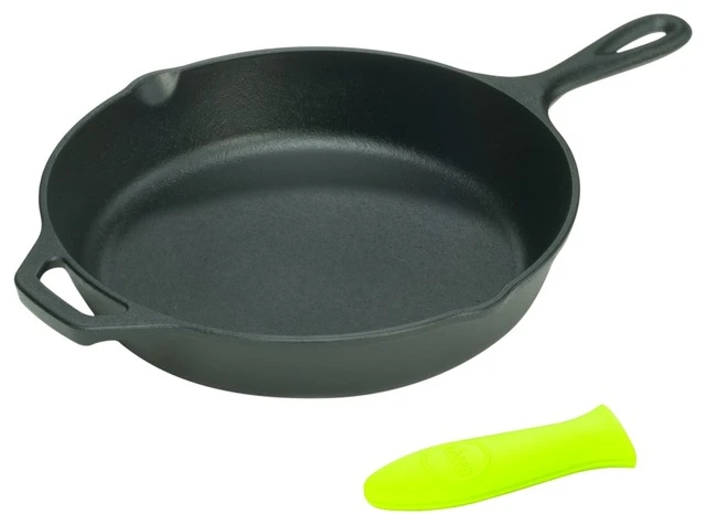 Lodge Logic 15 Inch Cast Iron Skillet With Free Green Silicone Handle Holder 3 Lodge Logic 15 Inch Cast Iron Skillet With Free Green Silicone Handle Holder