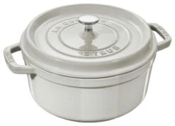 Staub Cast Iron 4-qt Round Cocotte - White Truffle