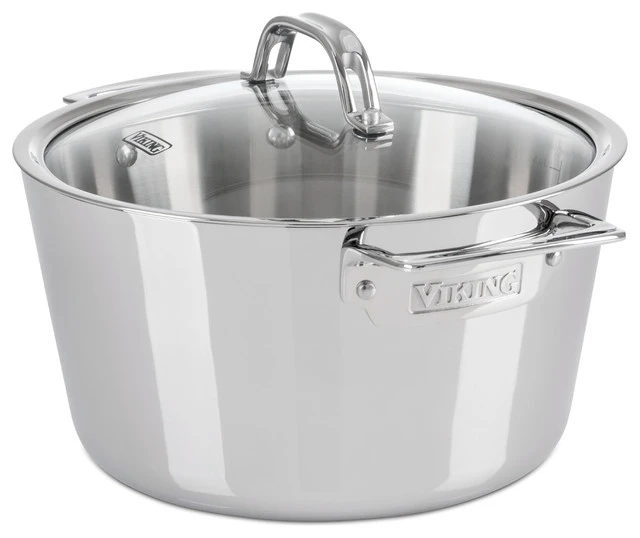 Viking Contemporary 3-Ply, 5.2-Quart Dutch Oven With Lid, Mirror Finish 3 Viking Contemporary 3-Ply, 5.2-Quart Dutch Oven With Lid, Mirror Finish