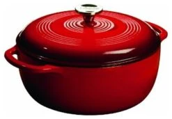 Lodge Island Spice Red Color Enamel Dutch Oven, 6 Quart