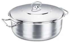 Korkmaz Shallow Stainless Steel Dutch Oven With Lid, 8 Quart
