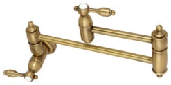 KS3103TAL Tudor Wall Mount Pot Filler Kitchen Faucet, Antique Brass