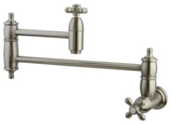 Kingston Brass Wall Mount Pot Filler Kitchen Faucet, Brushed Nickel