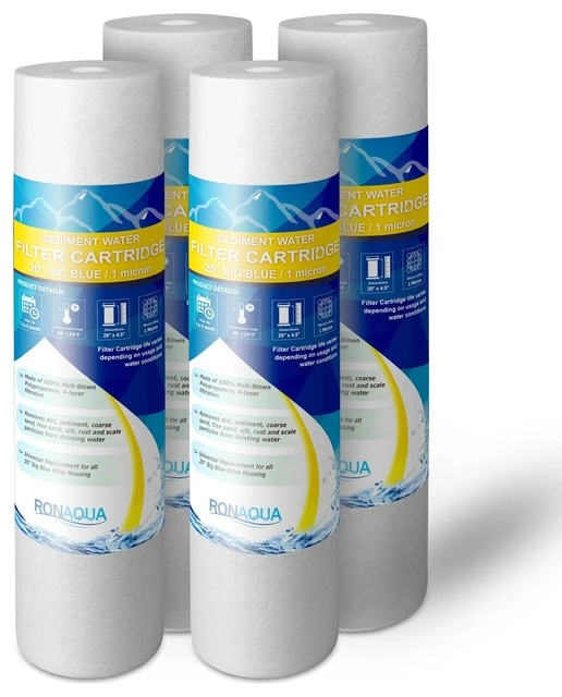 20" Big Blue Sediment Water Filter 1 Micron, 4 3 20" Big Blue Sediment Water Filter 1 Micron, 4