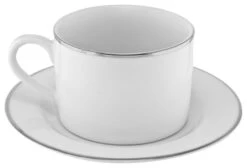 Can Cup And Saucer, Set Of 6, Silver